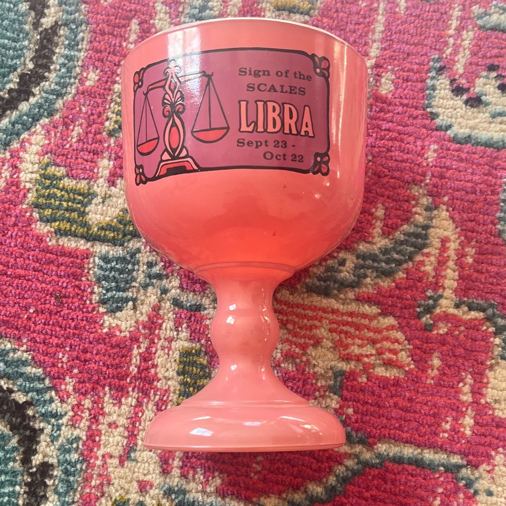 Vintage Libra Zodiac Pink Goblet